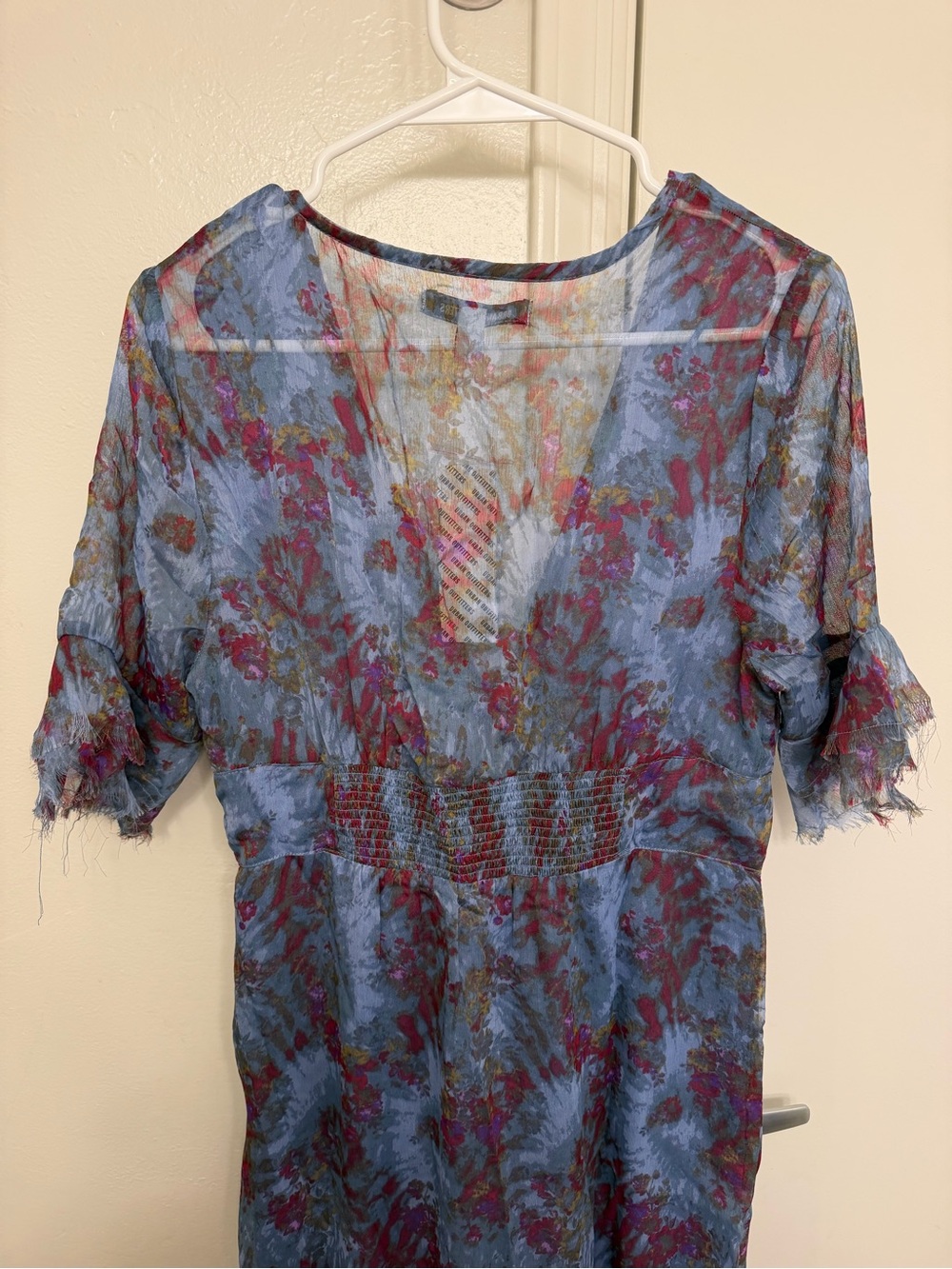 NWT Urban Outfitters Florence Chiffon Midi Dress Blue Purple Floral Size Large - Picture 11 of 12